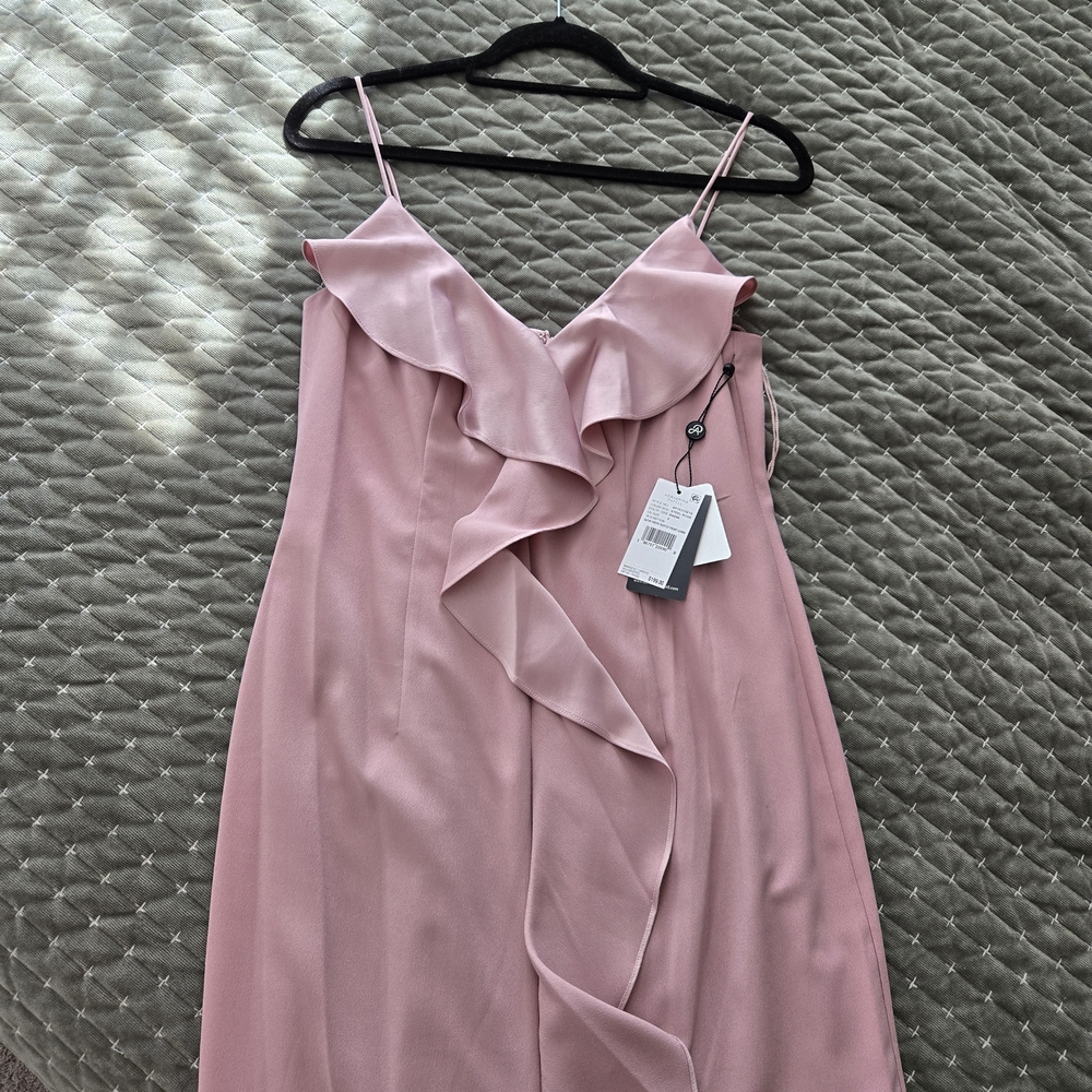 Adrianna Papell Blush Pink Ruffle Strapless Slip Dress